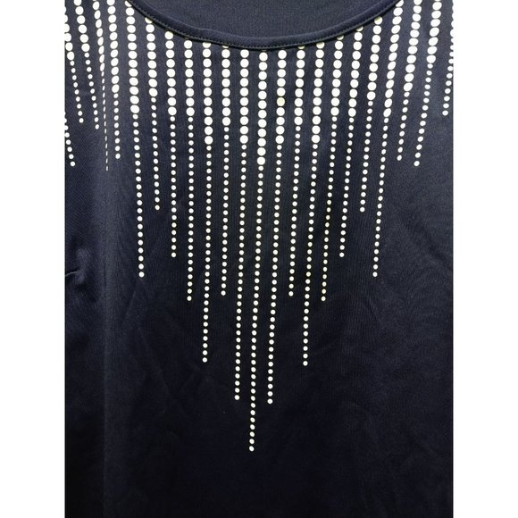 Navy Cold Shoulder Blouse with Dot drops  round neck Plus Size 2X - Picture 3 of 7